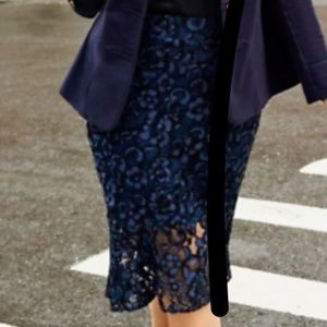 Lane Bryant blue and black lace pencil skirt 20W